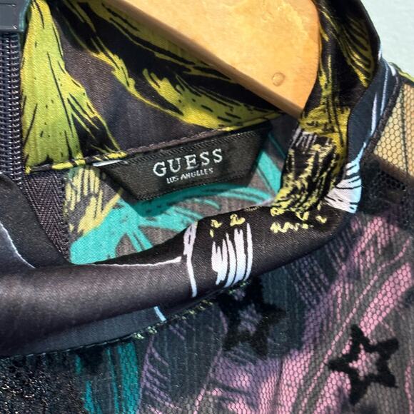 Guess Y2K Bright Floral & Sheer Star Print Babydoll Style Dress - size XS - Picture 7 of 8